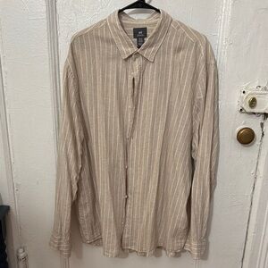 H&M Men's Light Brown Striped Button Down Shirt